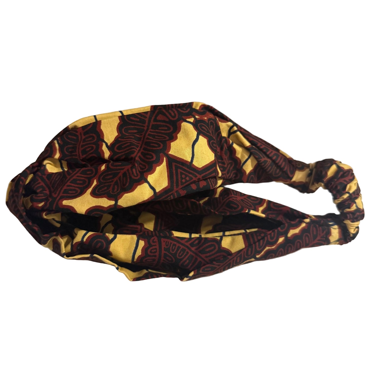Brown and beige patterned wide turban