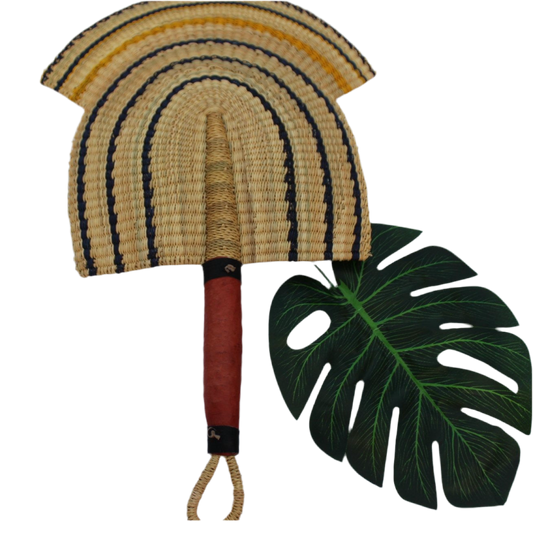 Blue and yellow beautiful handwoven and decorative Bolga fan, hand fan, African fan, Ghanaian fan