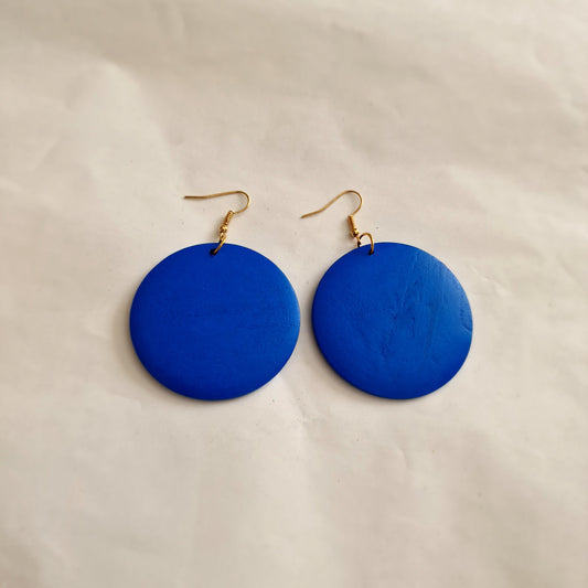 Blue disc earrings
