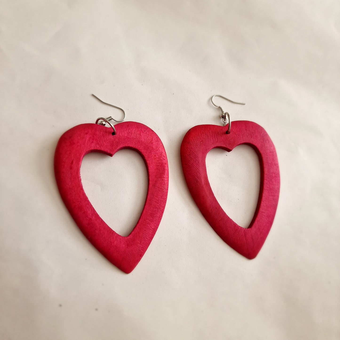 Pink heart-shaped earrings