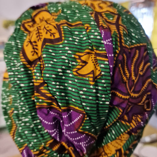 Green mixed cotton head turban