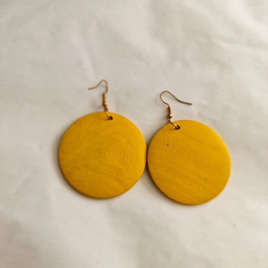 Yellow disc earrings