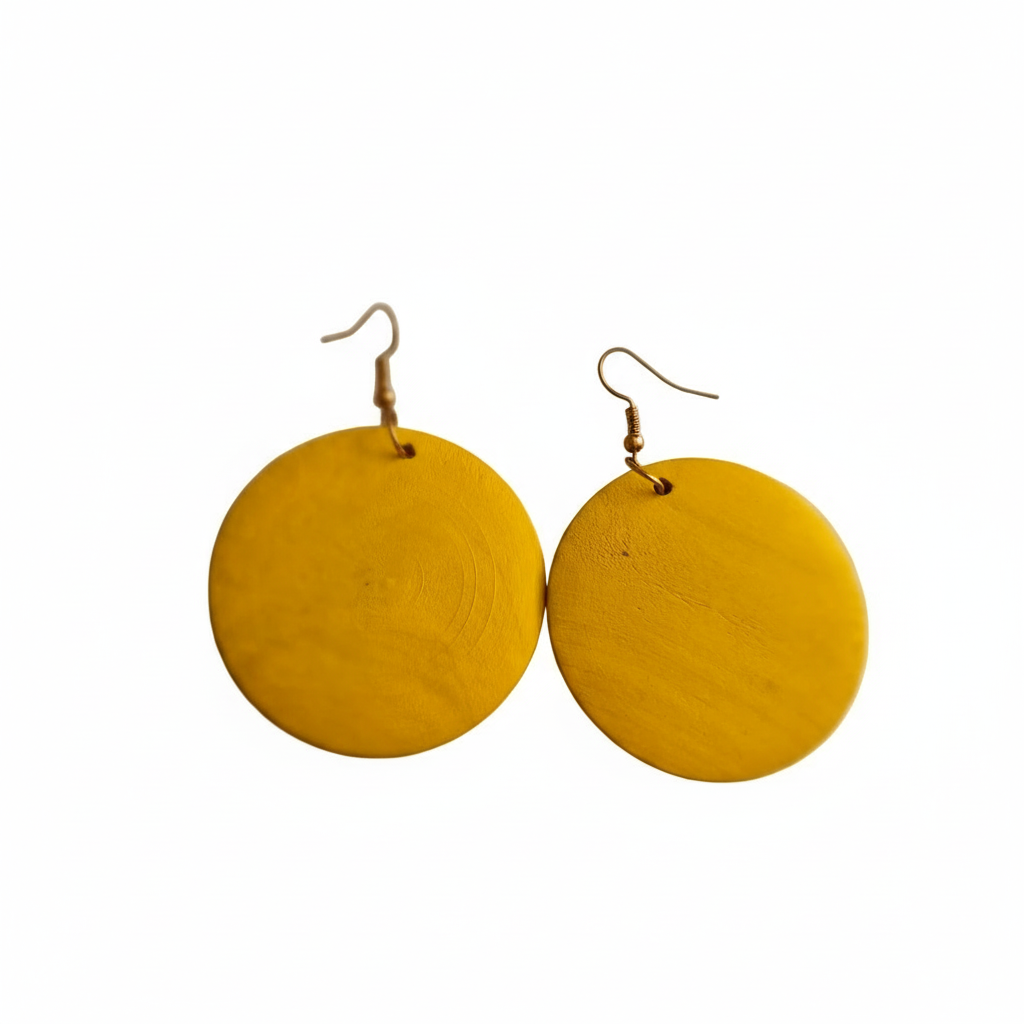 Yellow disc earrings