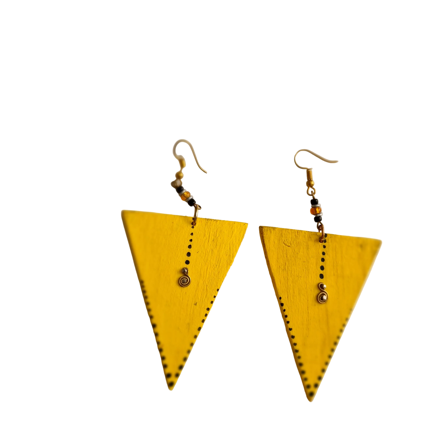 Yellow triangular shaped earrings