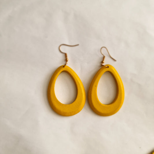 Yellow  wooden earrings