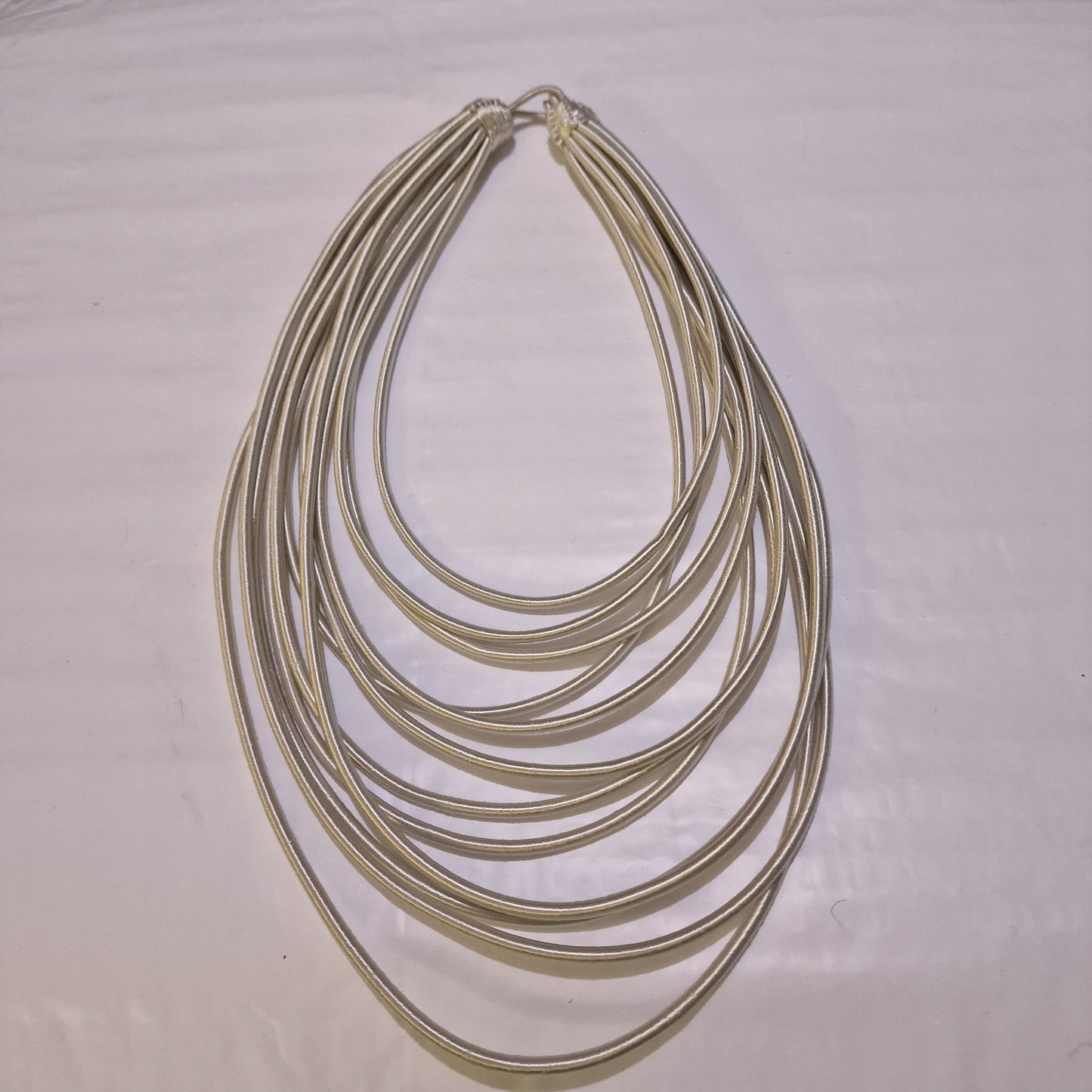 12 Strand silk layered necklace - Silver