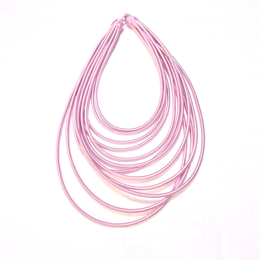 12 Strand silk layered necklace - pink