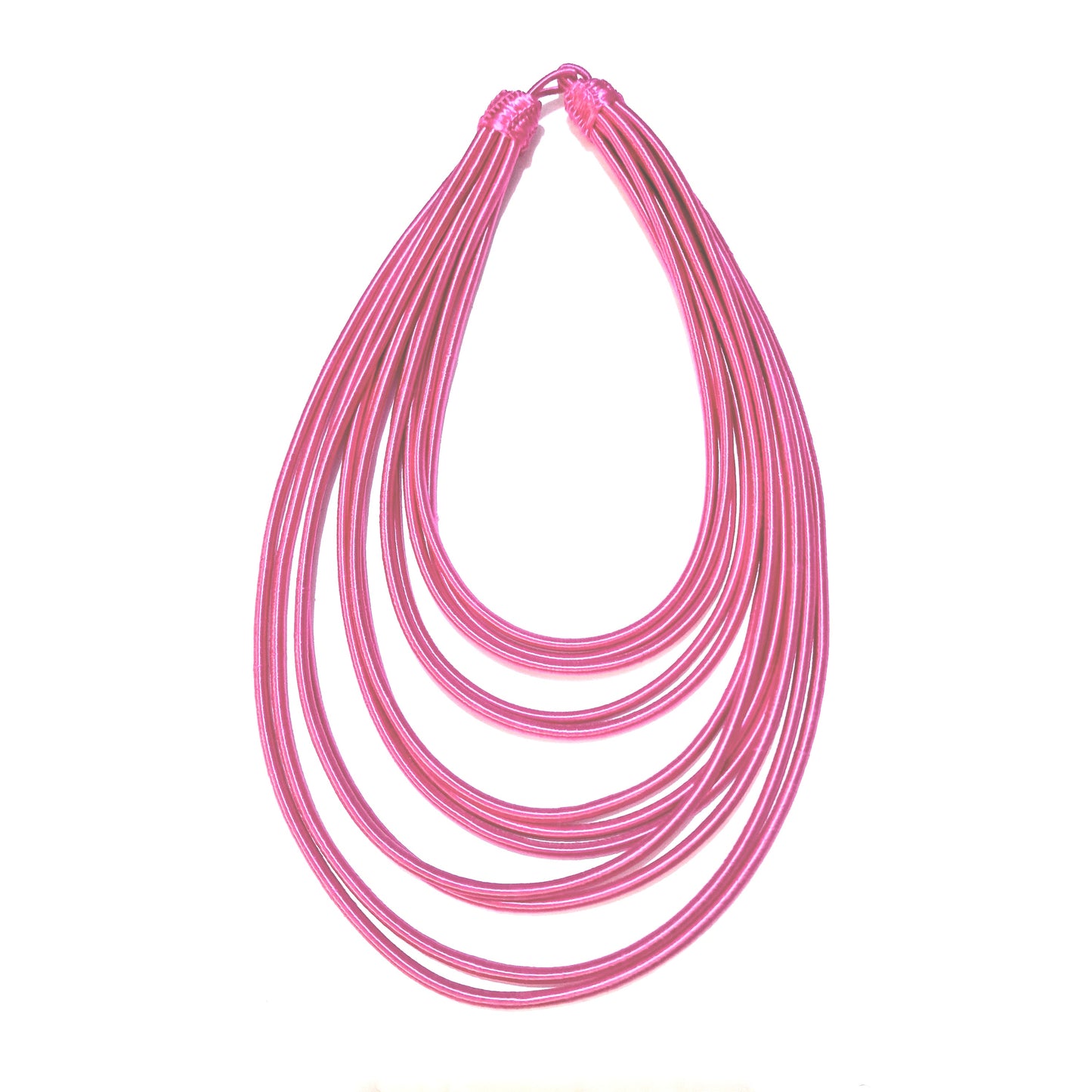 12 strand - fuschia silk rope layered statement necklace