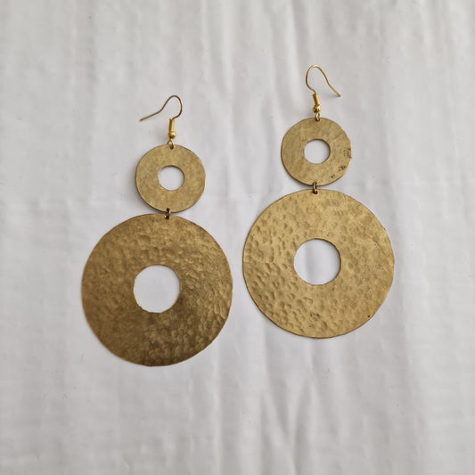 Circular brass geometric pendant earrings