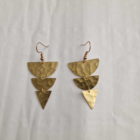 Triangular brass geometric pendant earrings