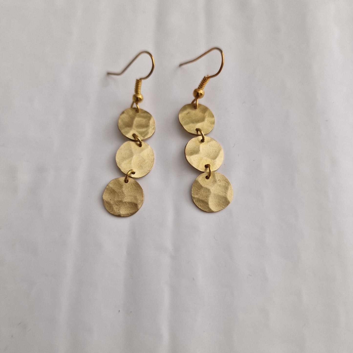 Circular brass geometric pendant earrings