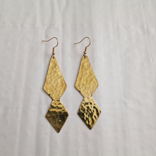Geometric brass pendant earrings