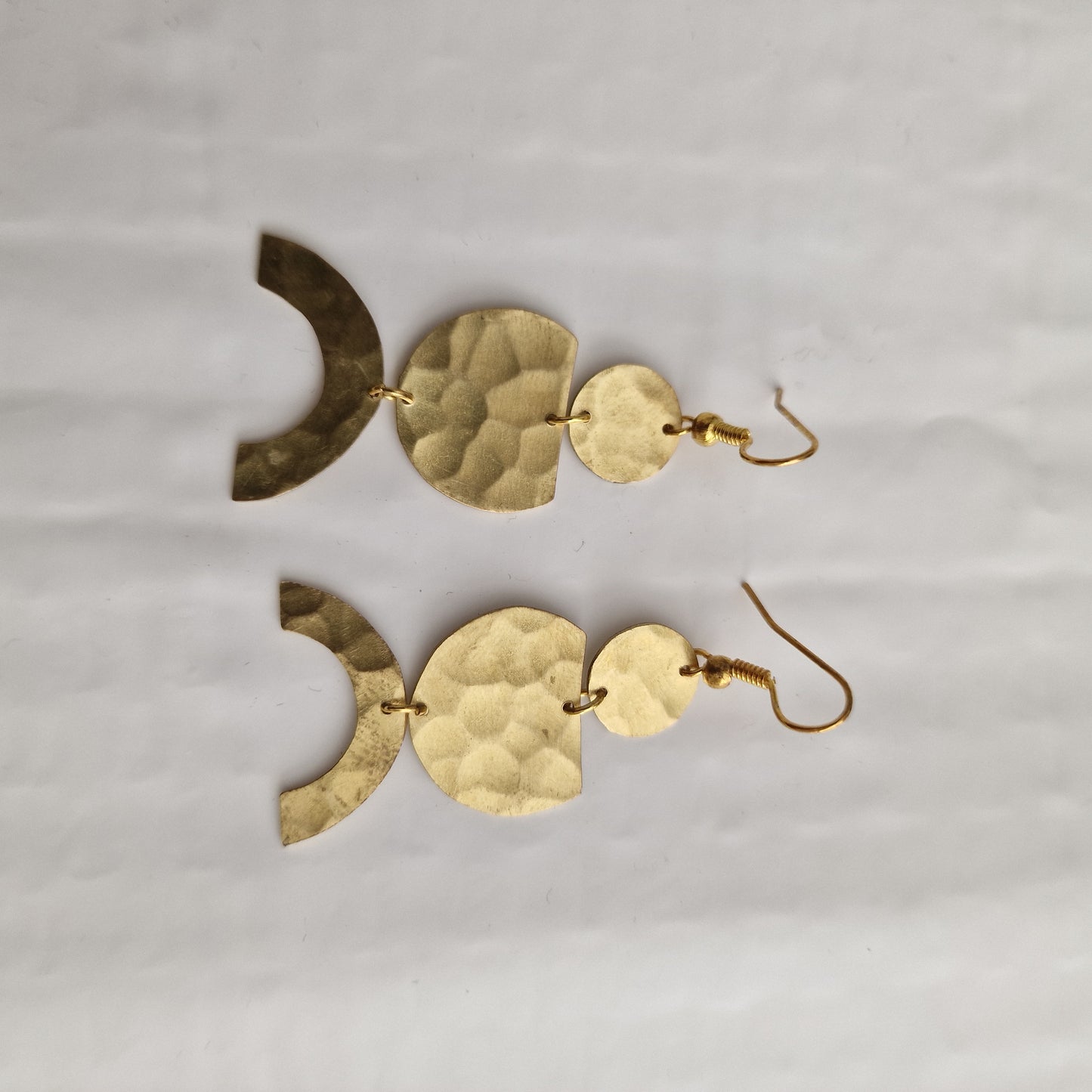 Circular pendant geometric brass statement earrings