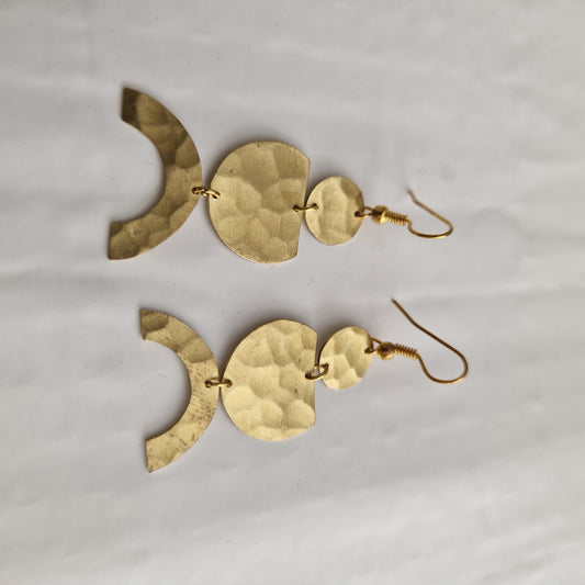 Circular pendant geometric brass statement earrings