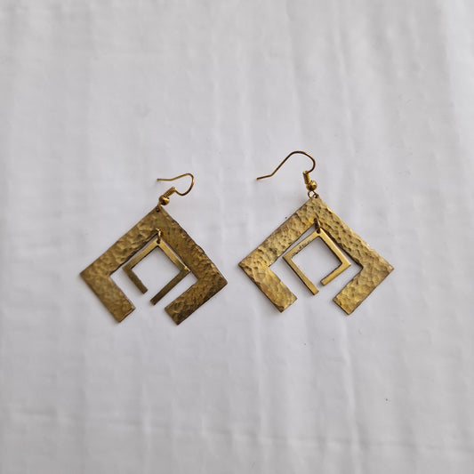 Brass geometric pendant earrings
