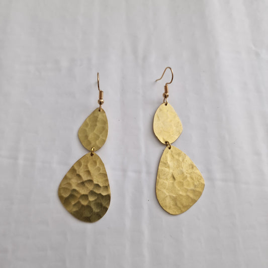 Circular geometric shaped brass pendant earrings