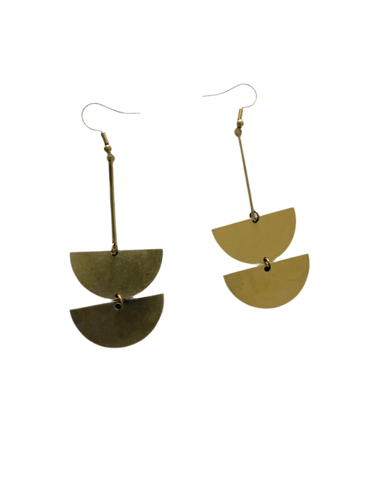 Half circle brass geometric pendant earrings