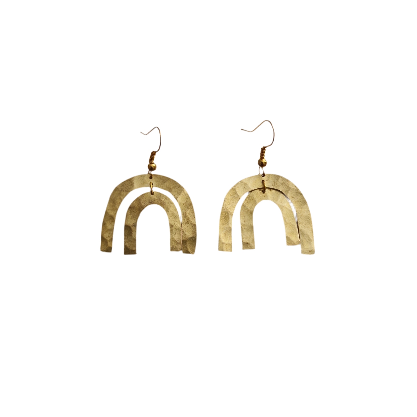 Boho geometric horse shoe shaped brass pendant earrings