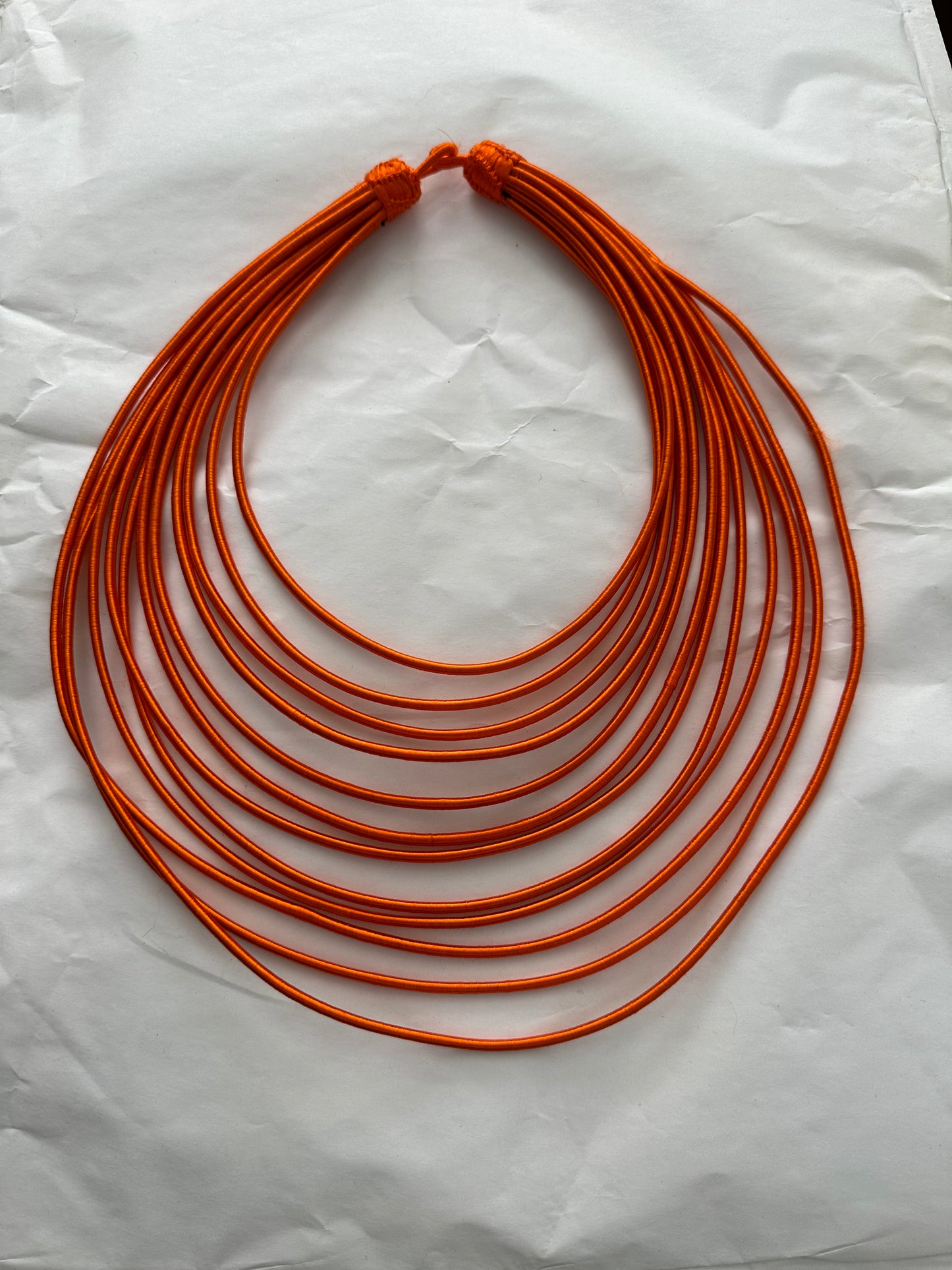 12 Strand silk layered necklace - Burnt Orange