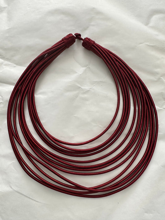 Copper / Bronze 12 strand silk rope layered statement necklace