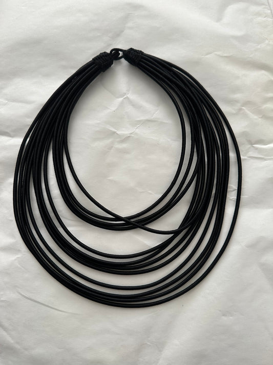 12 Strand silk layered necklace - Black