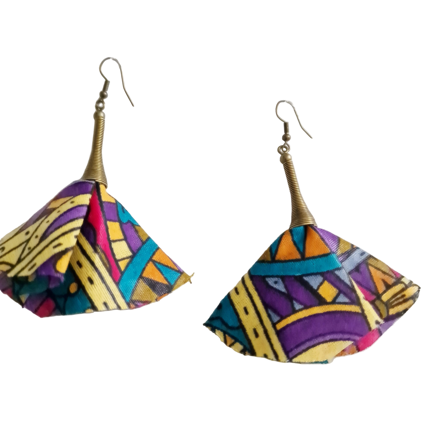 Colourful African fabric statement earrings