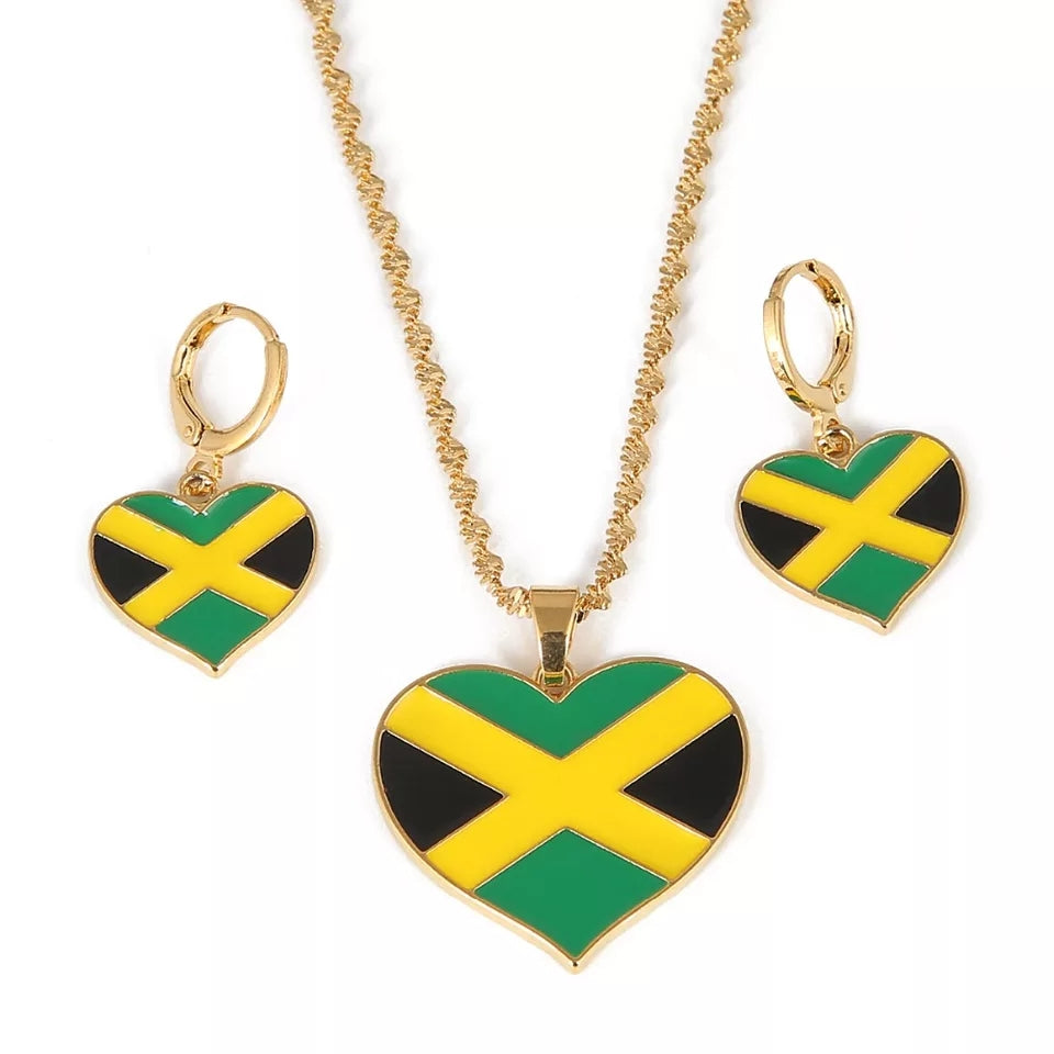 Jamaica Map earrings and necklace set
