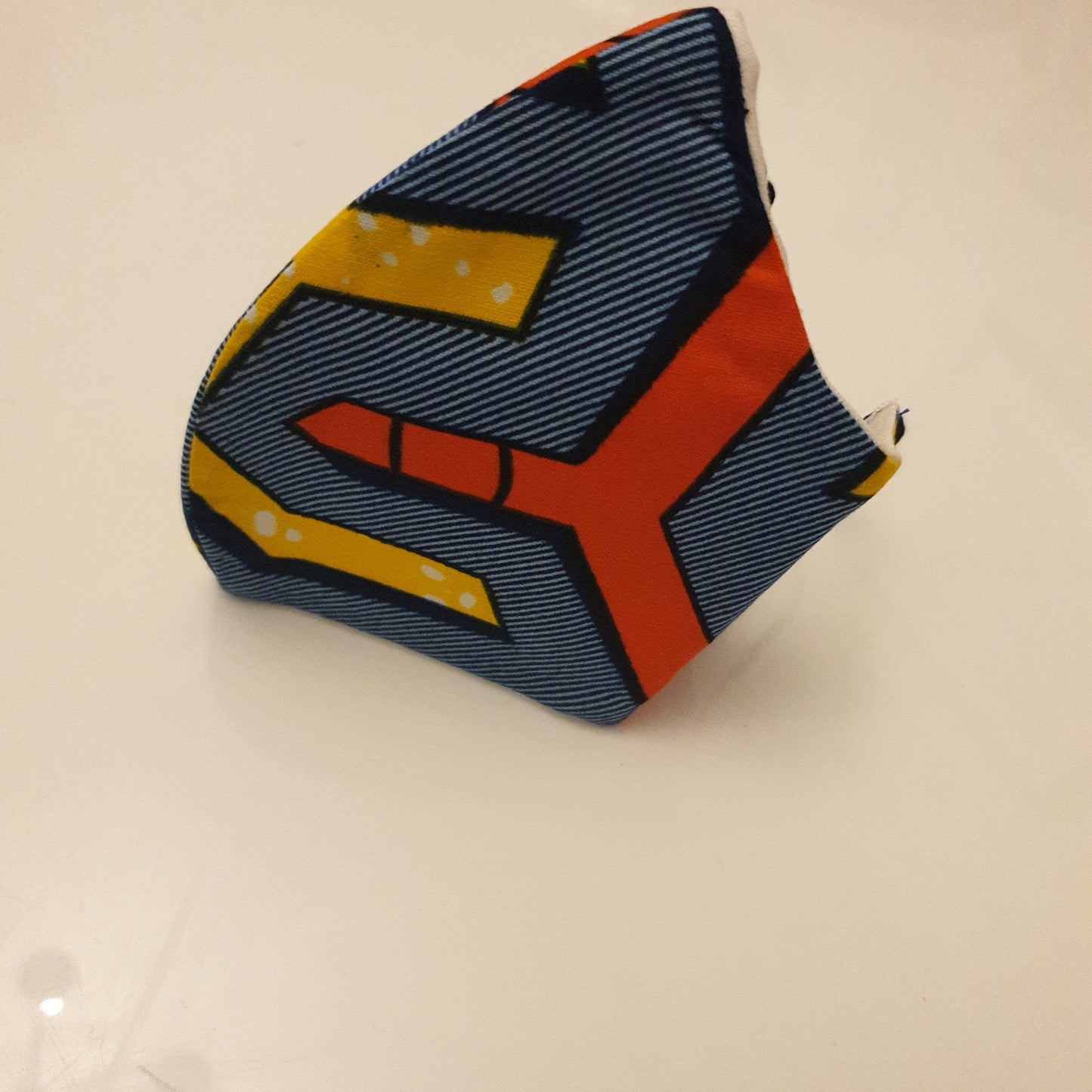 Blue and orange fabric cotton face mask