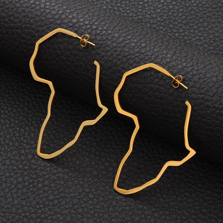 Large African Map Big Earrings Exaggerate - two sizes