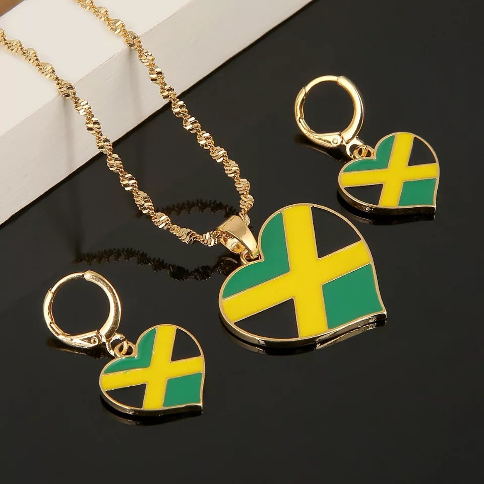 Jamaica Map earrings and necklace set