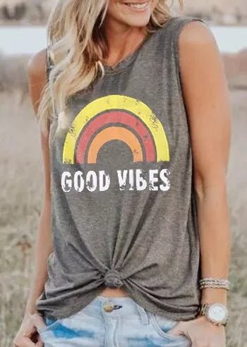 Good Vibes Tank Female Casual Loose Vest Top