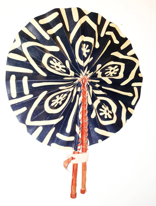 African Leather Folding Fan - adinkra