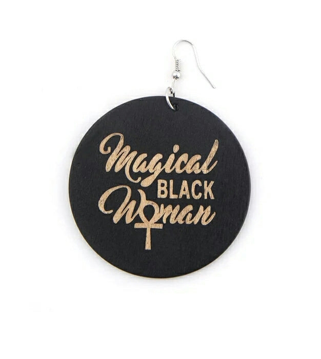 Magical black woman - wooden earrings