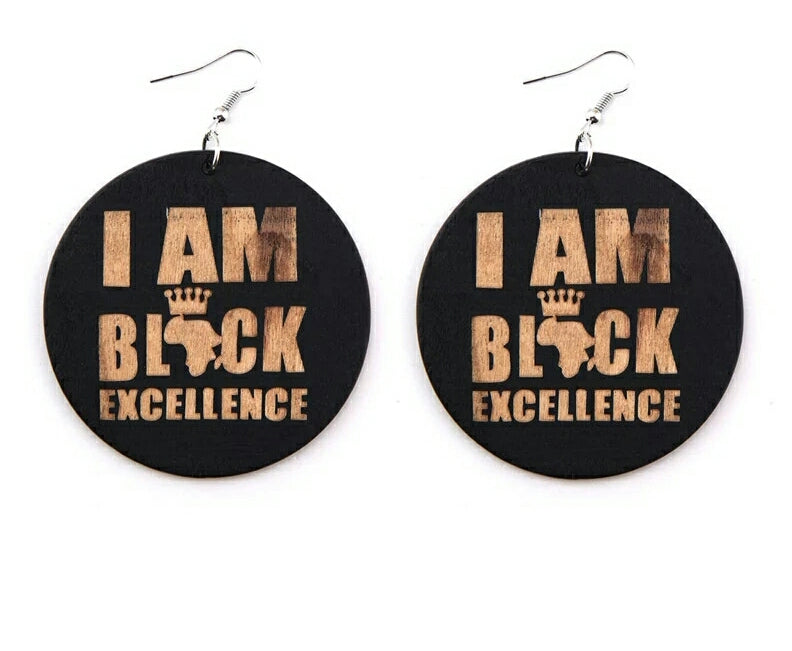 I am Black Excellence - Wooden Earrings