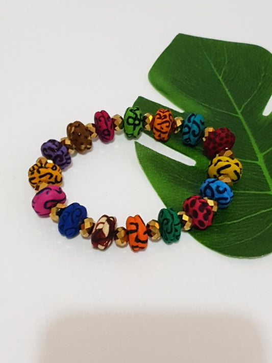 Handmade colourful African fabric bracelet