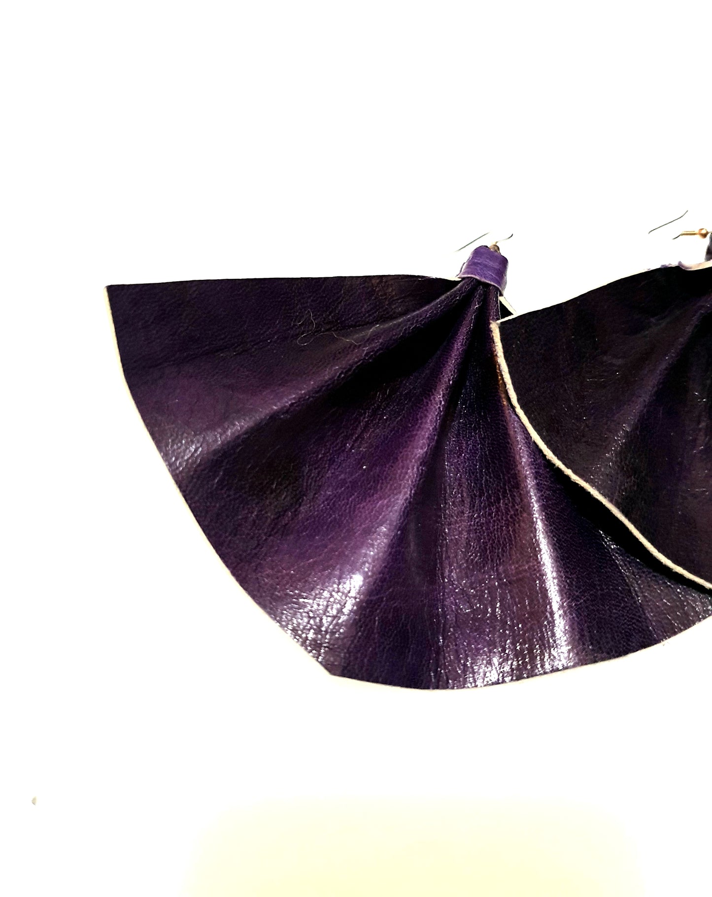 Fan shaped statement earrings - Deep purple