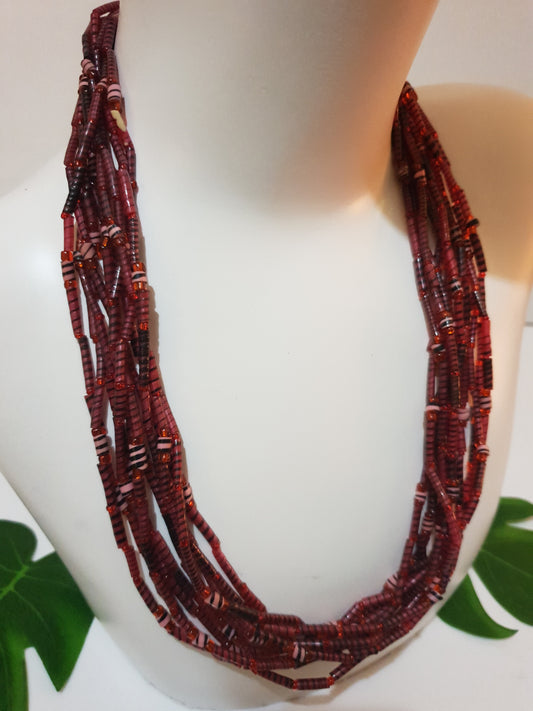 Red Statement necklace made from recycled Flip-Flops