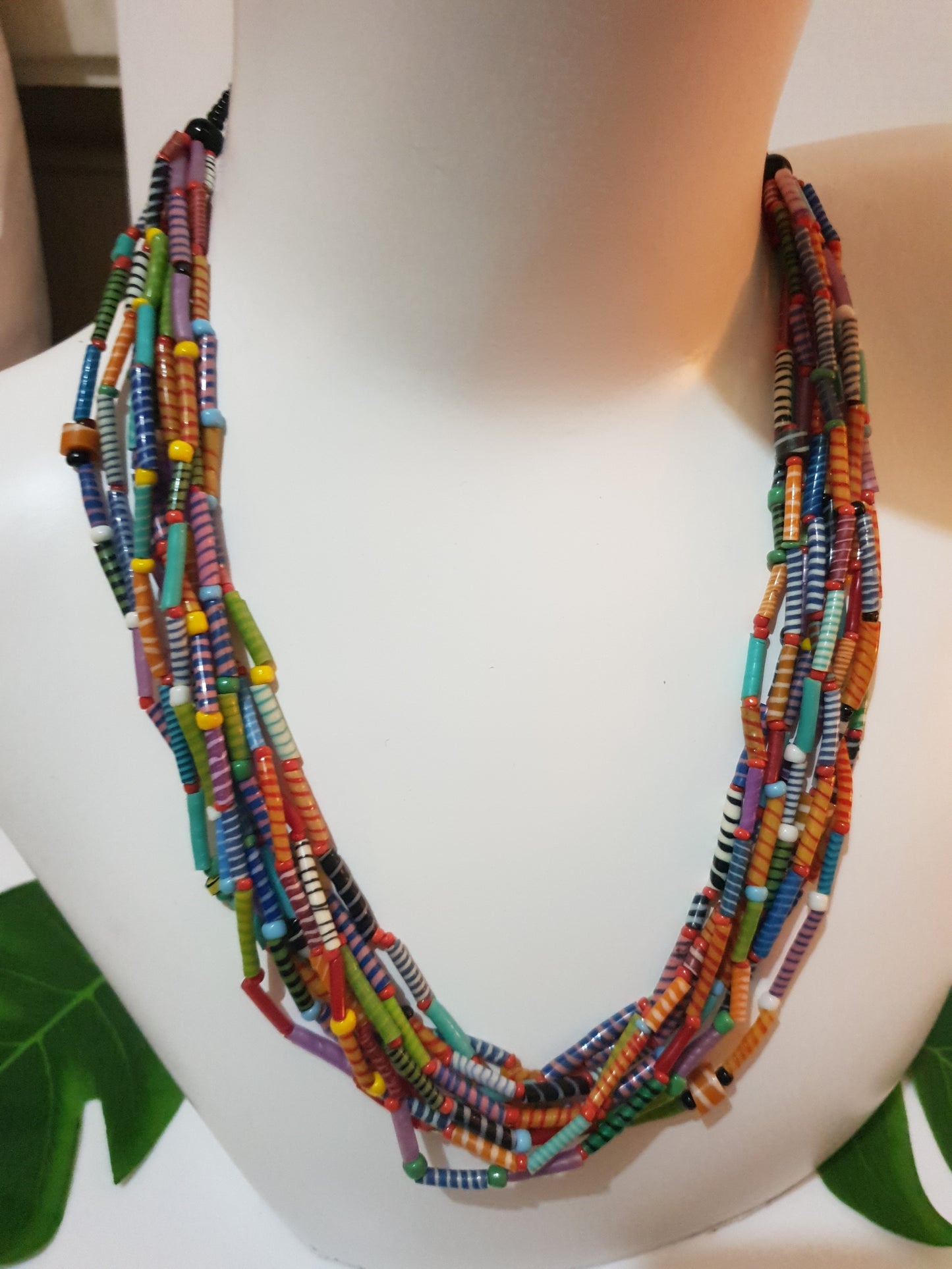 Statement necklace made from recycled Flip-Flop - multi-coloured