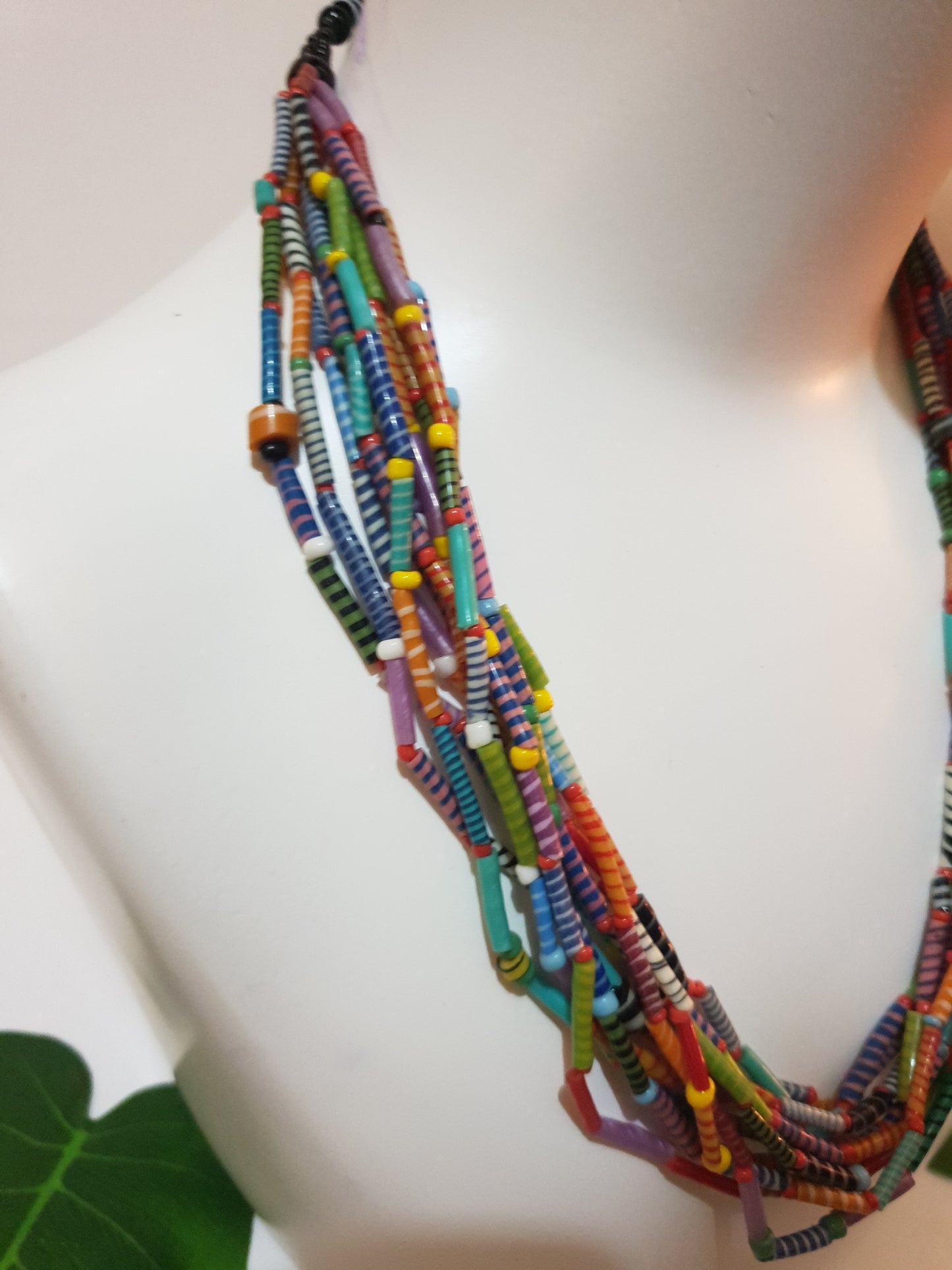 Statement necklace made from recycled Flip-Flop - multi-coloured