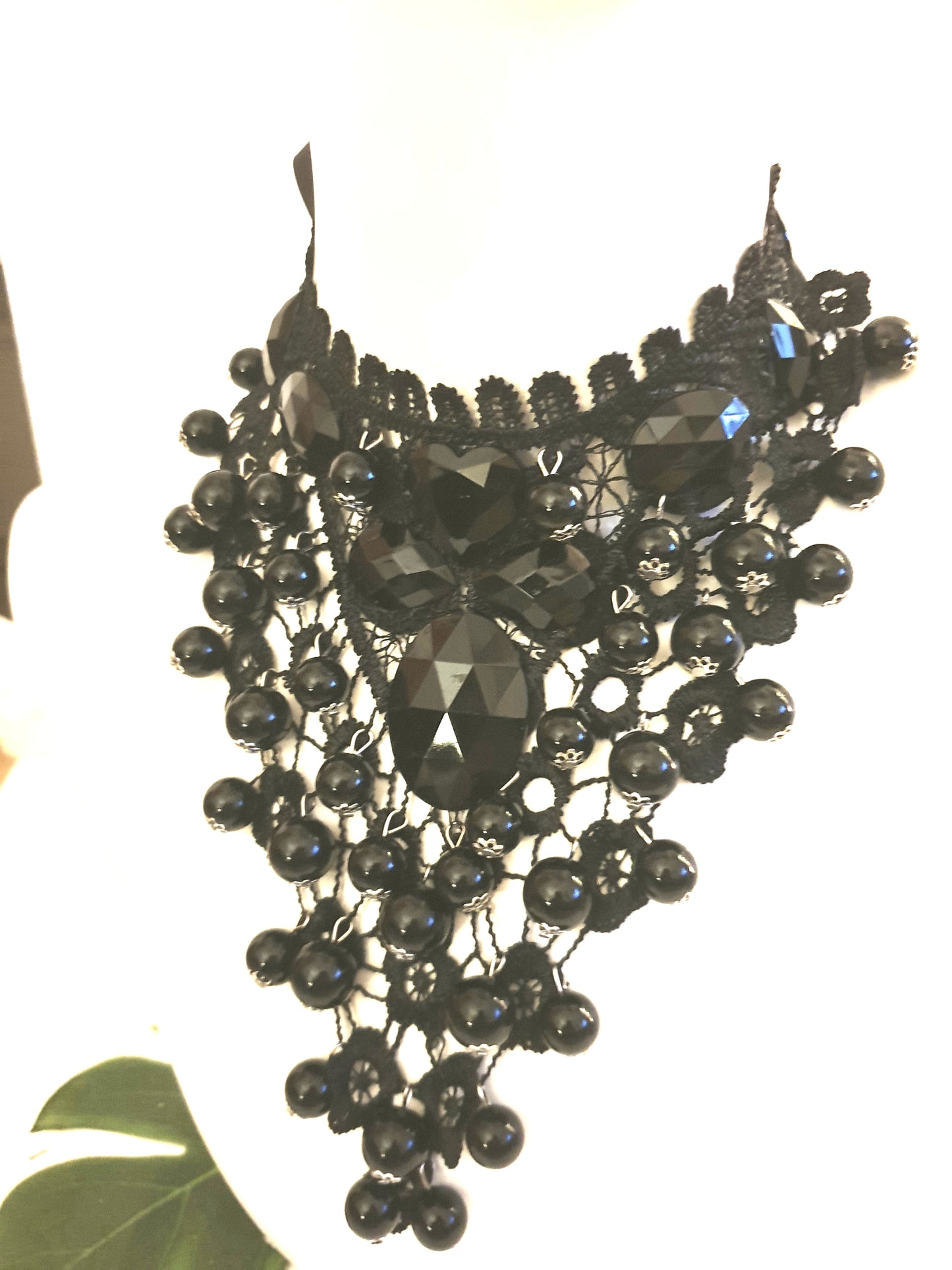 Lace statement necklace - bead detail
