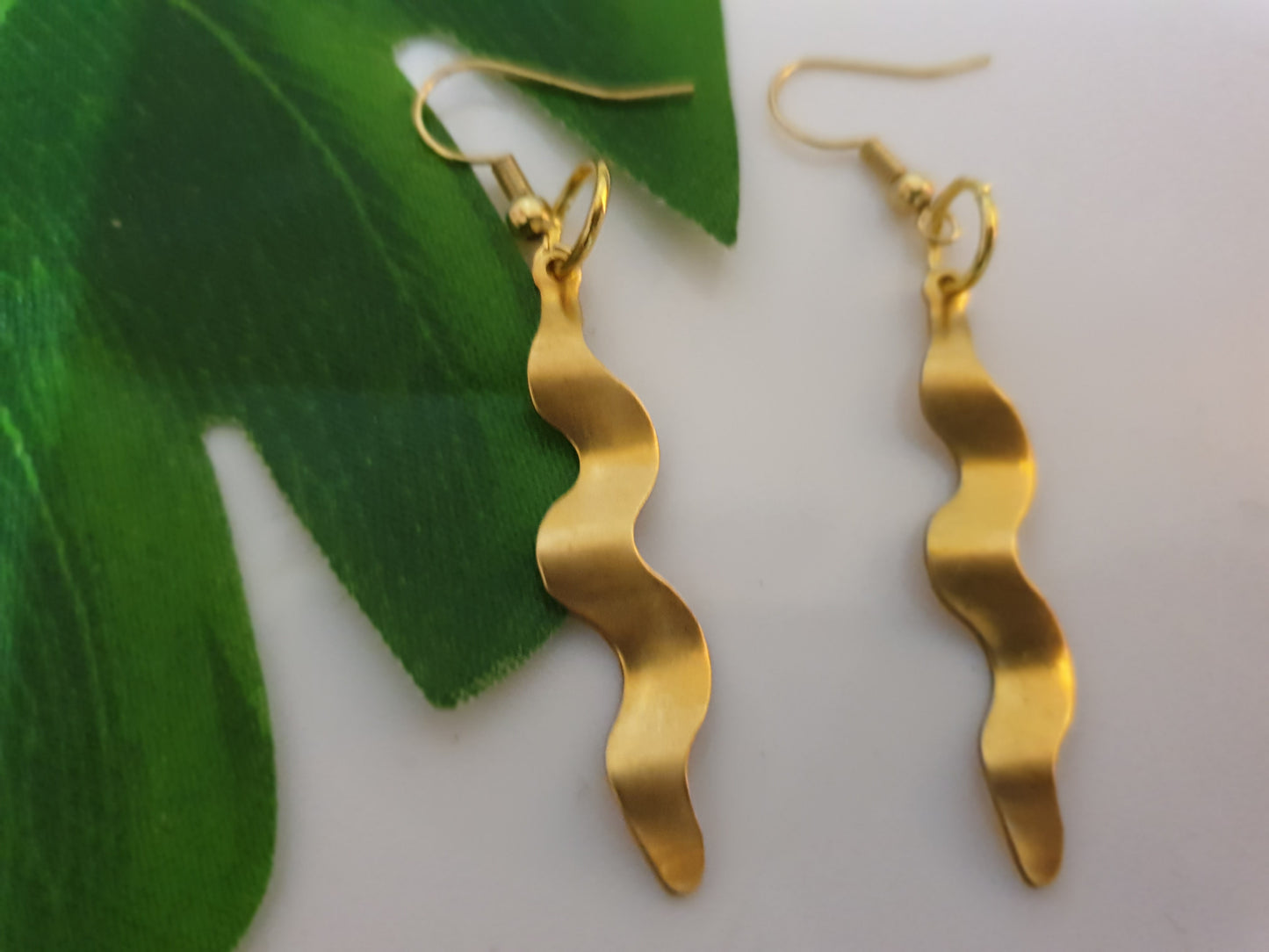 Medium squiggle shaped brass Earrings