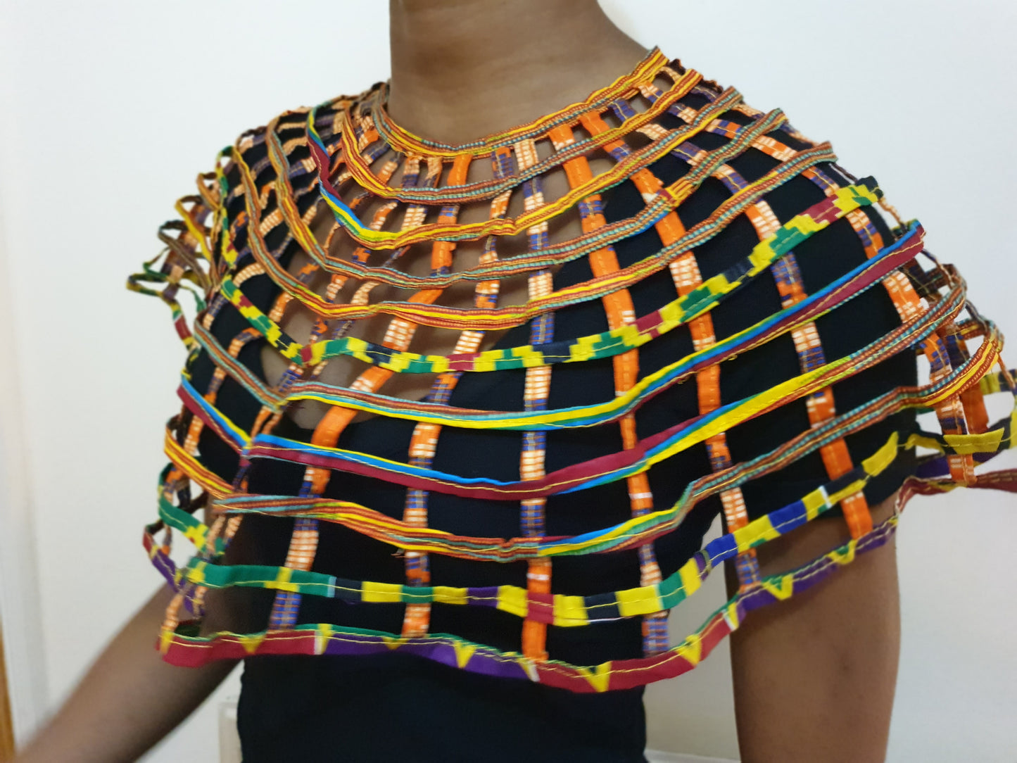 African Cape necklace top with button closure