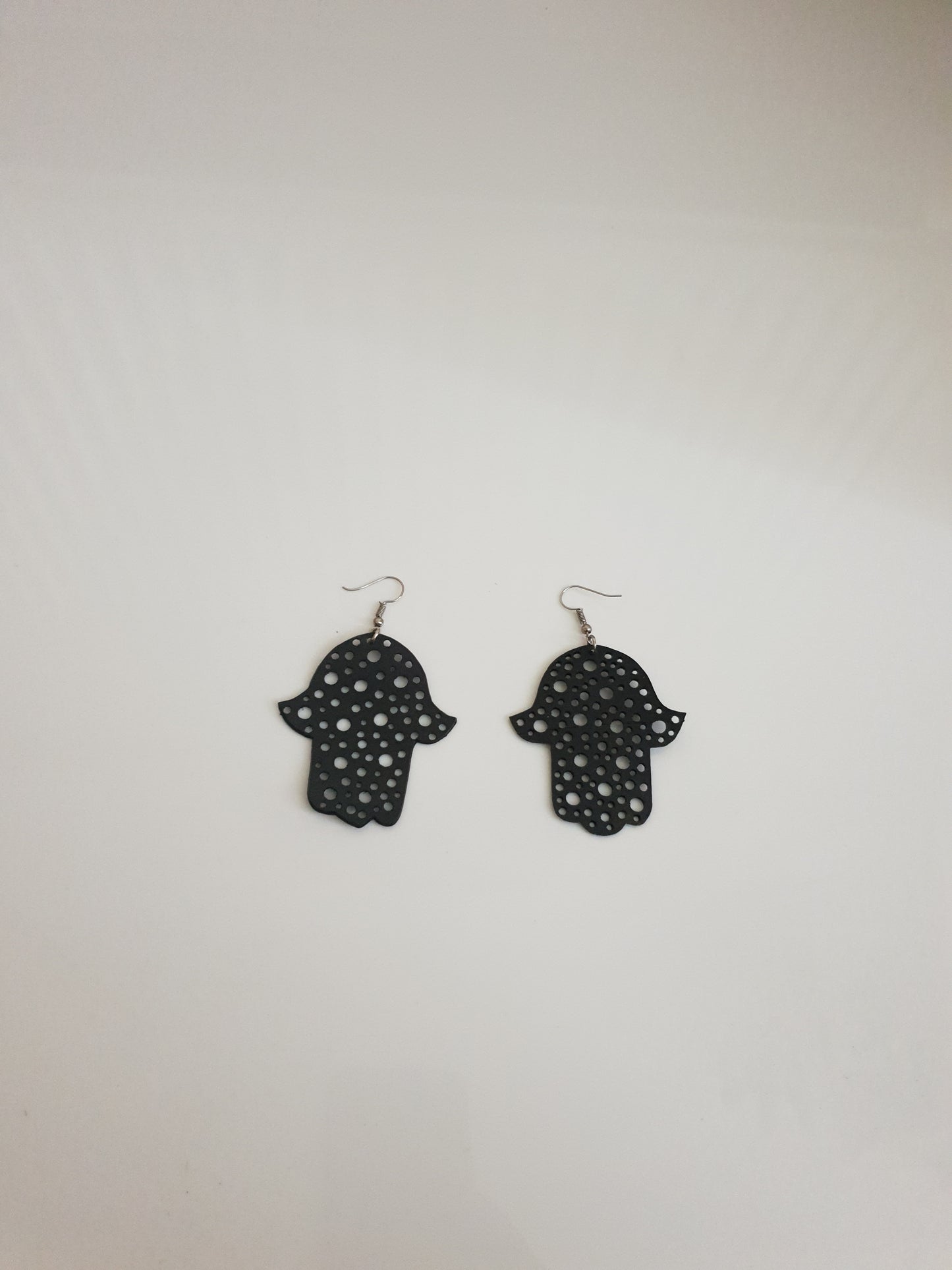 Hands of Hamsa up-cycled earrings - made from tyre rubber