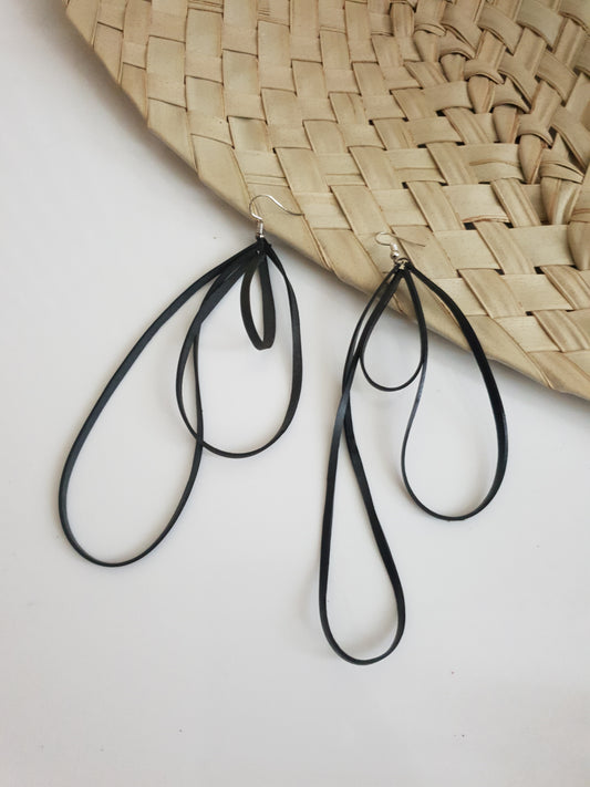 Geometric up-cycled earrings - made from rubber