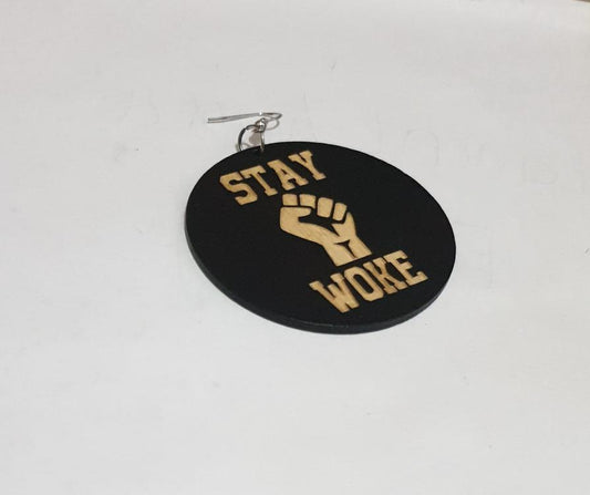 Stay Woke wooden earrings