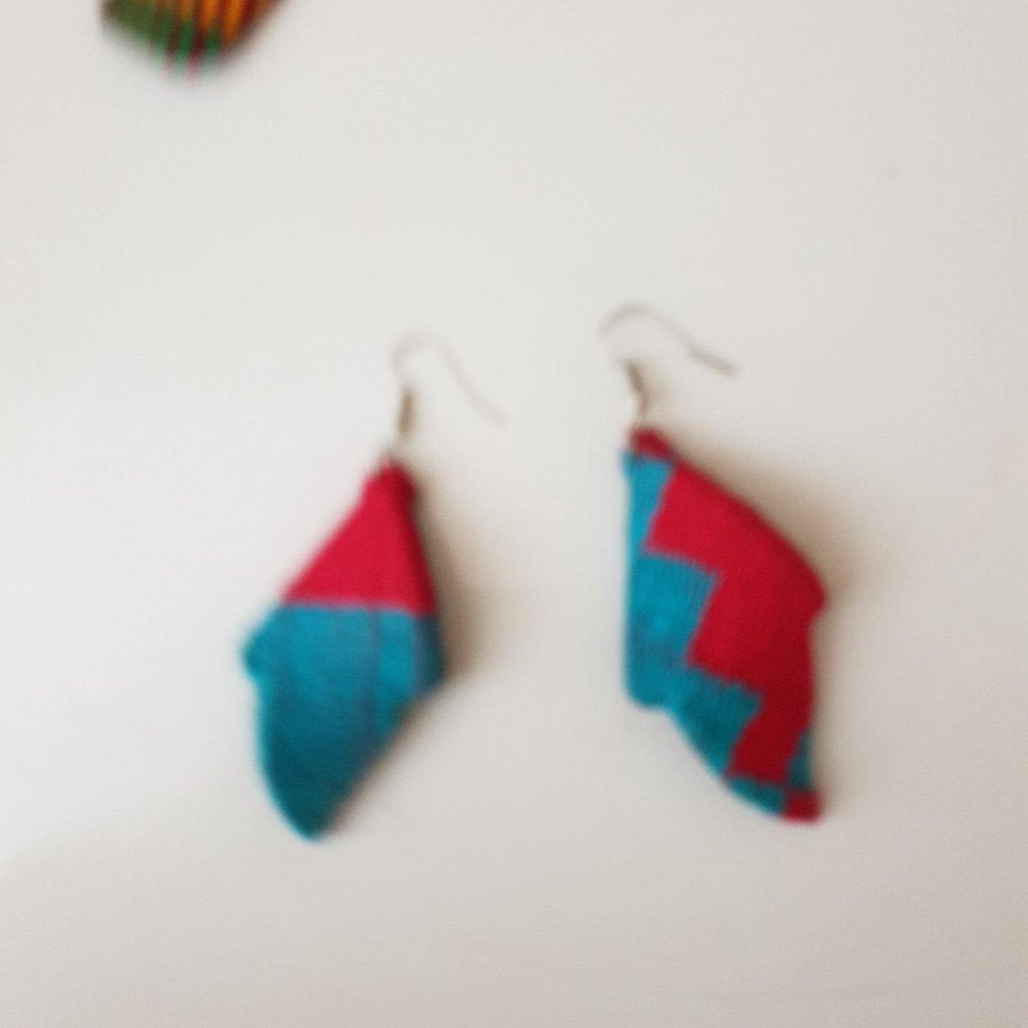 Blue and red kente  twisted earrings
