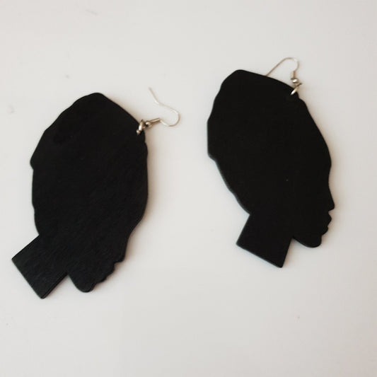 Wooden Head Wrap Earrings - Brown