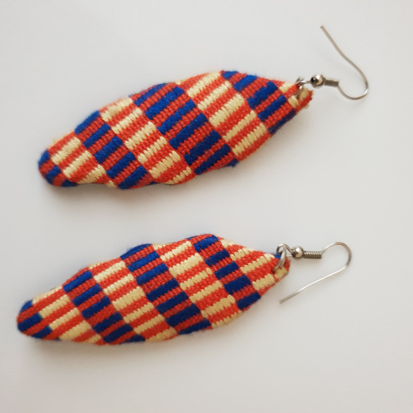 Mixed coloured kente fabric earrings