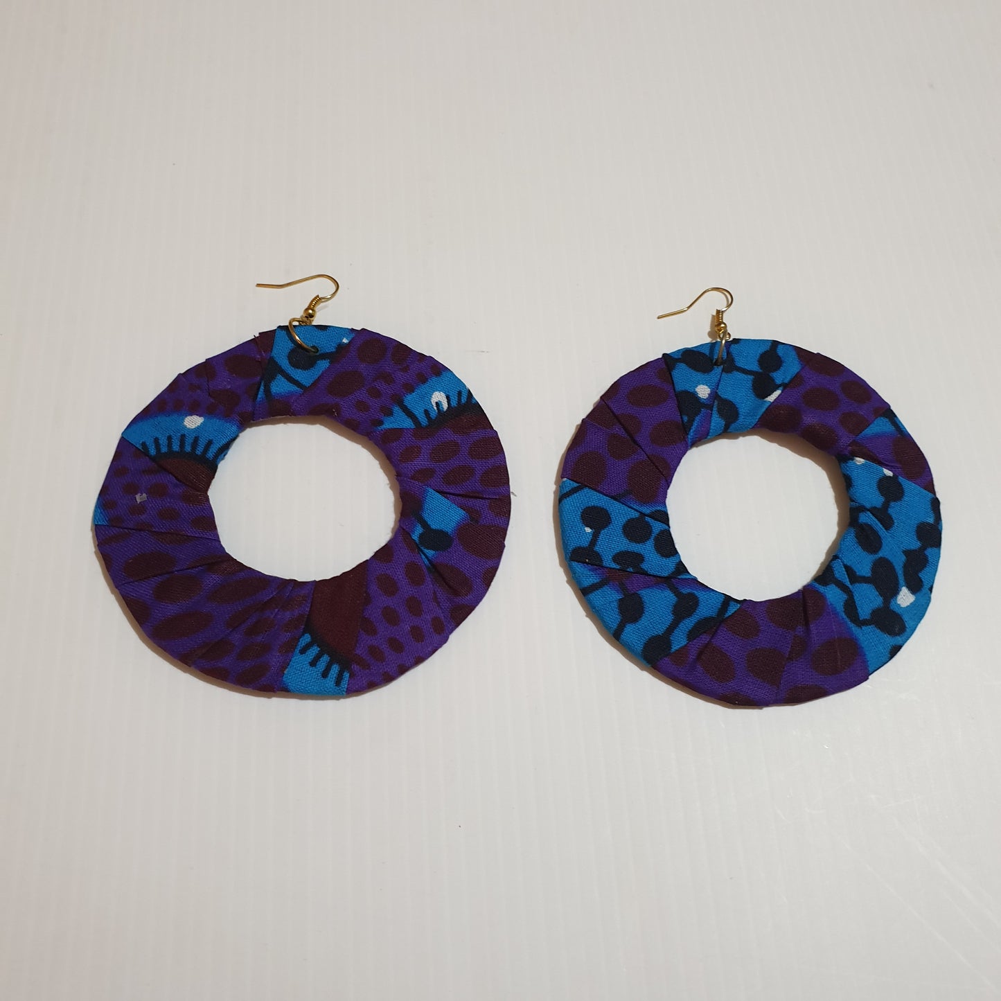Large African circle fabric earrings
