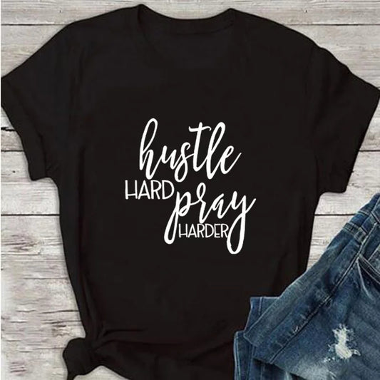 Hustle hard Pray harder - t-shirt - medium